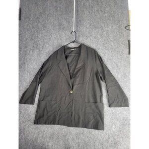 Vintage Joanna Petite Blazer Black Women Sz L Gold‎ Button Office 90s Workwear